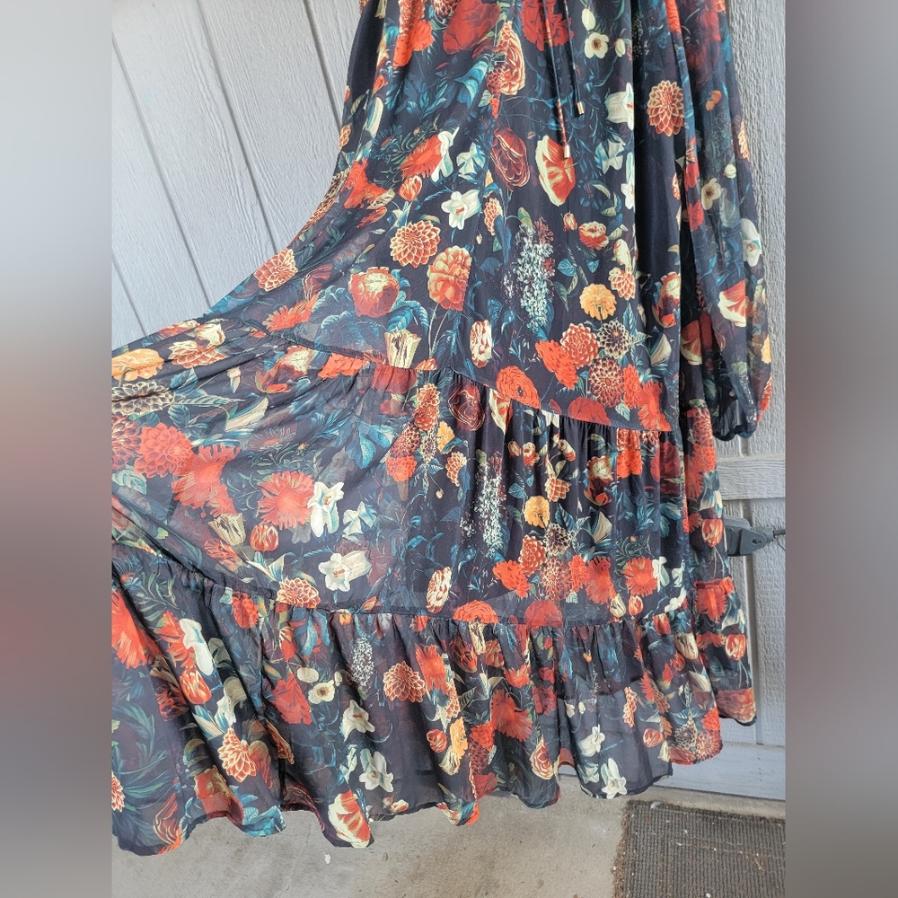 Ivy City Co Imogen Moody Floral Tiered Skirt Maxi Dress 1X - Picture 8 of 12